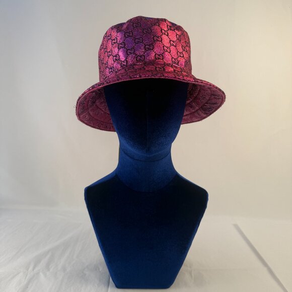 NWT Gucci Womens Metallic GG Bucket Hat Reversible Size large 58sm AUTHENTIC - Picture 4 of 8